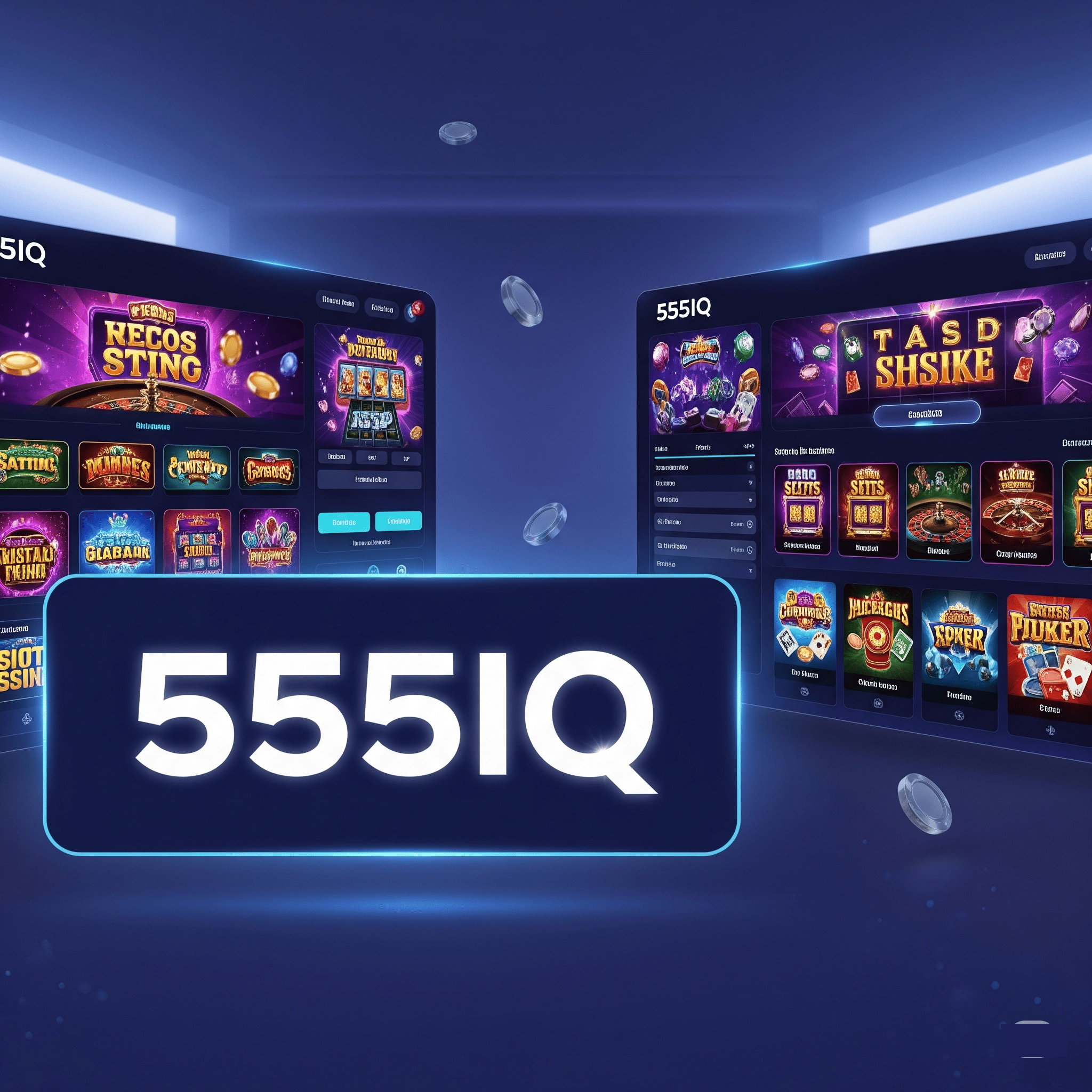 Dynamic 555IQ interface featuring casino, slots, and live sports